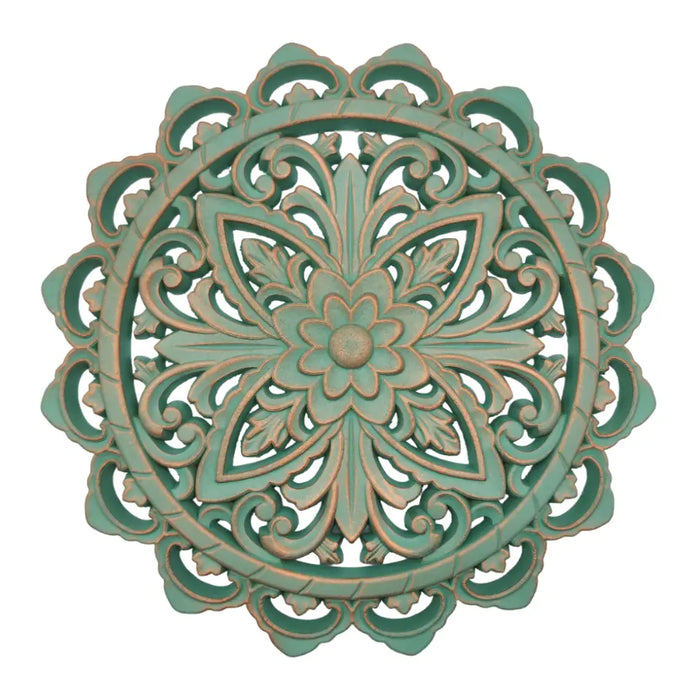 Cuadro De Madera Ornamental Mandala Verde Decoracion Chico - Fliperex