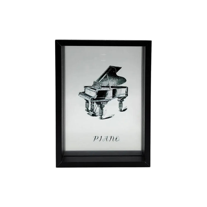 Cuadro De Vidrio Marco Negro Diseño Piano Decorativo - Fliperex