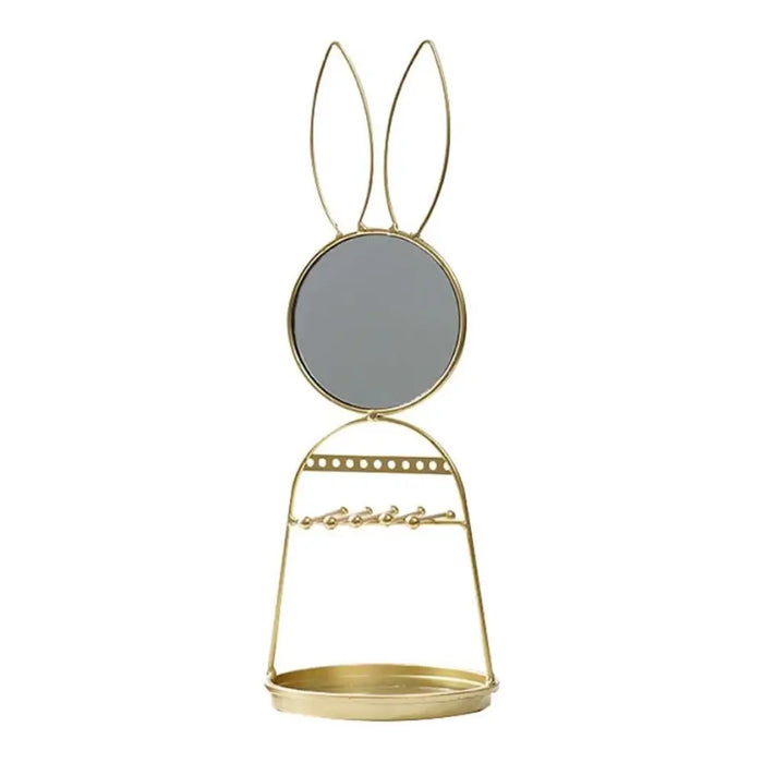 Espejo De Conejo Soporte Organizador Joyas Nordico Dorado - Fliperex