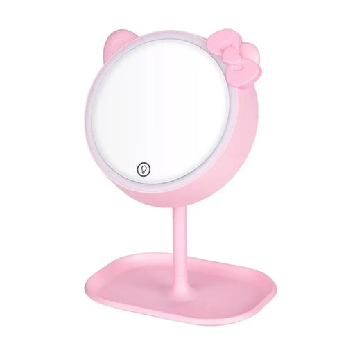 Espejo De Maquillaje Gato Rosado Con Luz Lampara 2 En 1 - Fliperex