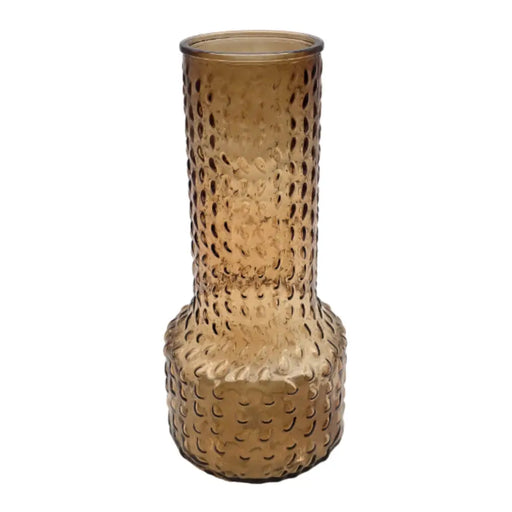 Florero Decorativo De Vidrio Con Diseño Base Ancha Café 30 - Fliperex