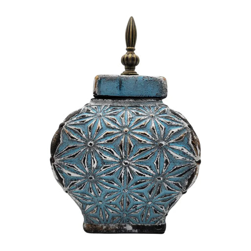 Florero Jarrón De Cerámica Azul Envejecido Antiguo - Fliperex