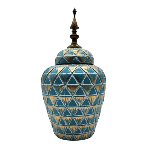 Florero Jarrón De Cerámica Verde Agua Diseño Vintage - Fliperex