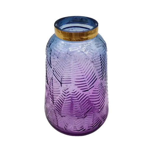 Florero Jarron Decorativo De Vidrio Morado Azul Diseño Ramas - Fliperex