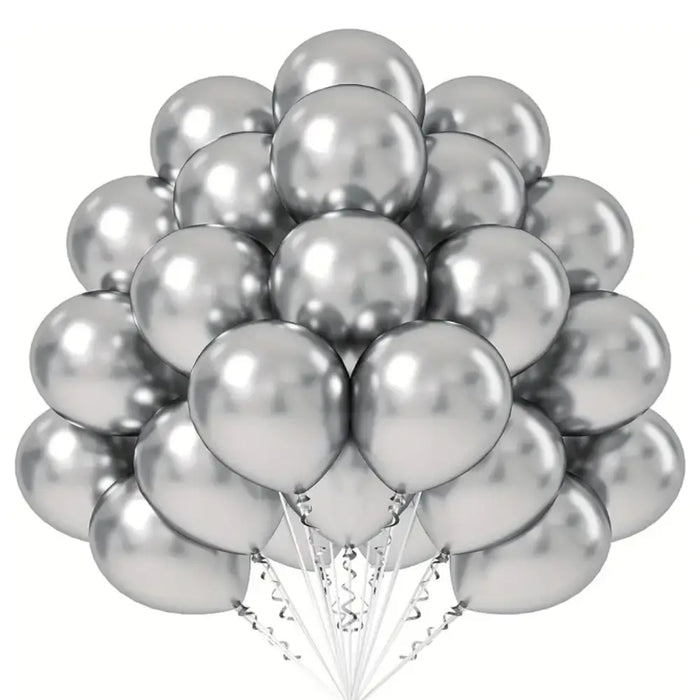 Globos 50 Unidades Color Plateado Tamaño 30 Cm - Fliperex