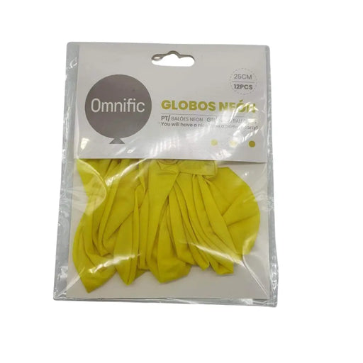 Globos Color Amarillo Neon 12 Unidades Tamaño 25 Cm Fiestas - Fliperex