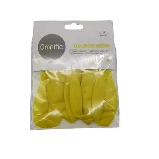Globos Color Amarillo Neon 8 Unidades Tamaño R12 Fiesta - Fliperex
