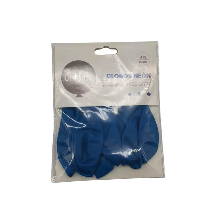 Globos Color Azul Neon 8 Unidades Tamaño R12 Fiesta - Fliperex