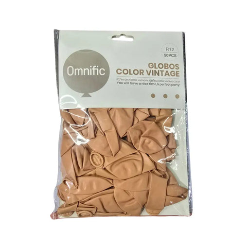 Globos Color Beige Vintage 50 Unidades Tamaño R12 - Fliperex