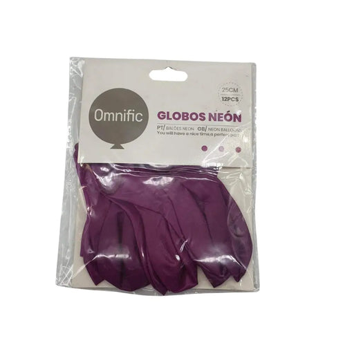Globos Color Morado Neon 12 Unidades Tamaño 25 Cm Fiestas - Fliperex