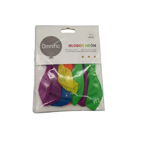 Globos Color Multicolor Neon 8 Unidades Tamaño R12 Fiesta - Fliperex