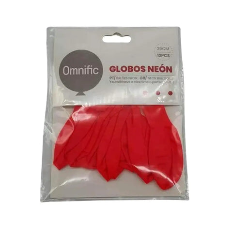 Globos Color Rojo Neon 12 Unidades Tamaño 25 Cm Fiestas - Fliperex