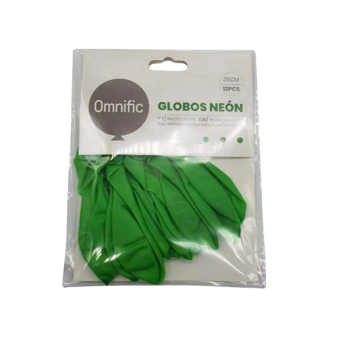 Globos Color Verde Neon 12 Unidades Tamaño 25 Cm Fiestas - Fliperex
