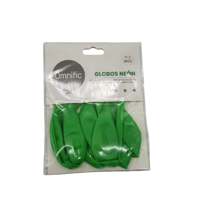 Globos Color Verde Neon 8 Unidades Tamaño R12 Fiesta - Fliperex