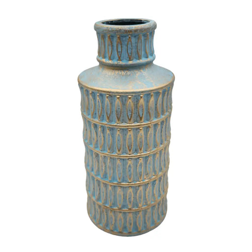 Jarron Florero Ceramica Diseño Egipcio Calipso Dorado Grande - Fliperex