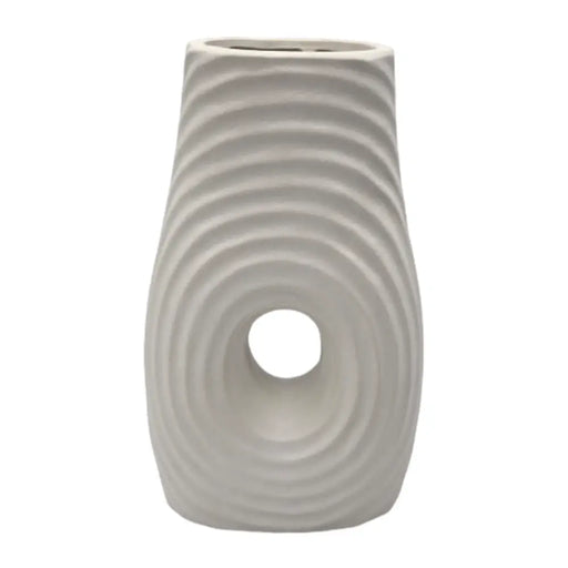 Jarron Florero De Ceramica Fina Decorativo Moderno Blanco - Fliperex