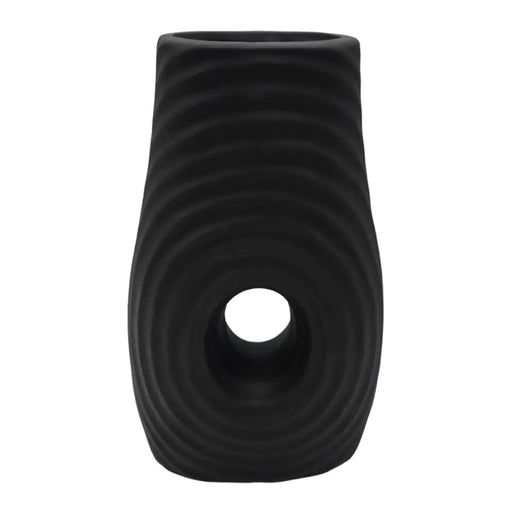 Jarron Florero De Ceramica Fina Decorativo Moderno Negro - Fliperex