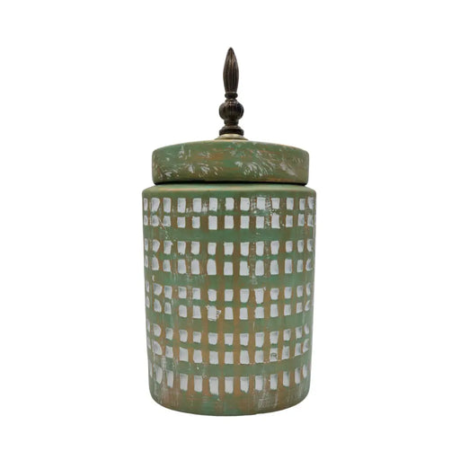 Jarrón Florero De Cerámica Turquesa Con Blanco Decorativos - Fliperex