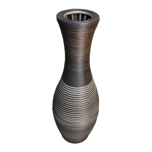 Jarron Florero Decorativo Tejido Rattan Moderno Café 70 CM - Fliperex