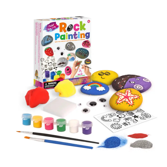 Kit De Arte Pinta Piedras + Accesorios Diversión Para Niños - Fliperex