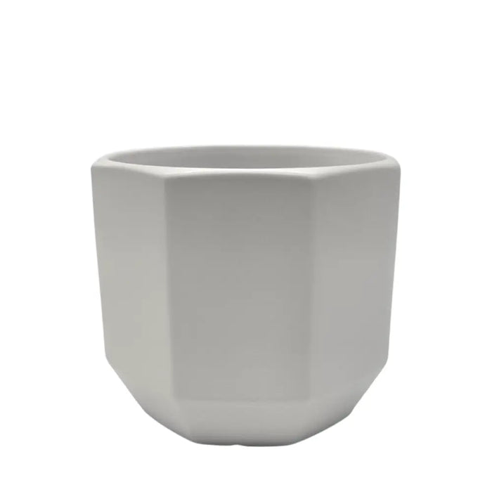 Macetero Maceta De Ceramica Blanco Lineas Verticales S - Fliperex