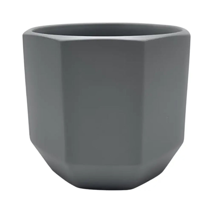 Macetero Maceta De Ceramica Gris Lineas Verticales L - Fliperex