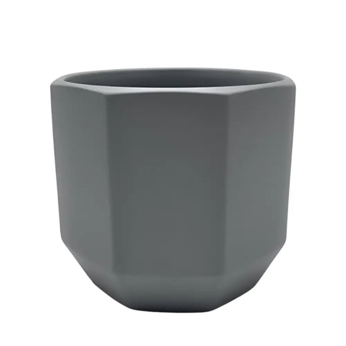 Macetero Maceta De Ceramica Gris Lineas Verticales M - Fliperex