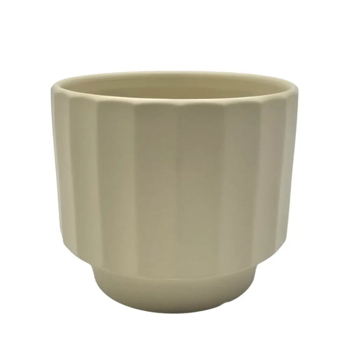Macetero Maceta De Ceramica Limon Mate Lineas Verticales M - Fliperex