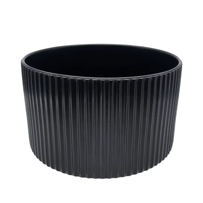 Macetero Maceta De Ceramica Negro Lineas Verticales Pequeño - Fliperex