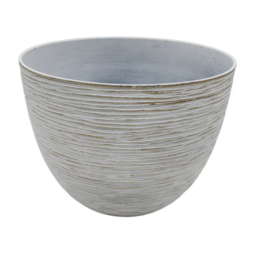 Macetero Maceta Diseño Rayas Envejecido De Plastico Blanco L - Fliperex