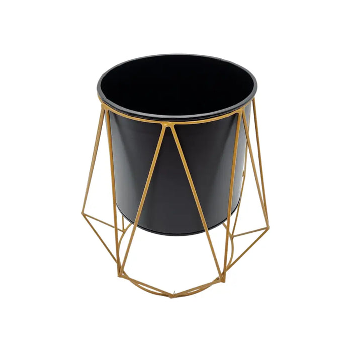Macetero Maceta Geometrica Pedestal Fierro Decoracion Negro - Fliperex