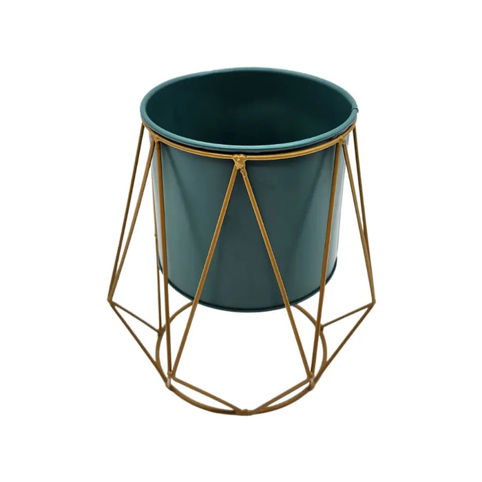 Macetero Maceta Geometrica Pedestal Fierro Decoracion Verde - Fliperex