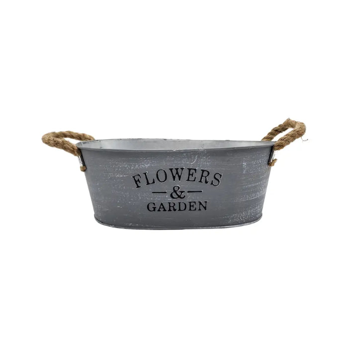 Macetero Maceta Ovalado Metálico Decoración Flowersgarden G - Fliperex