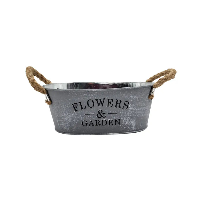Macetero Maceta Ovalado Metálico Decoración Flowersgarden P - Fliperex