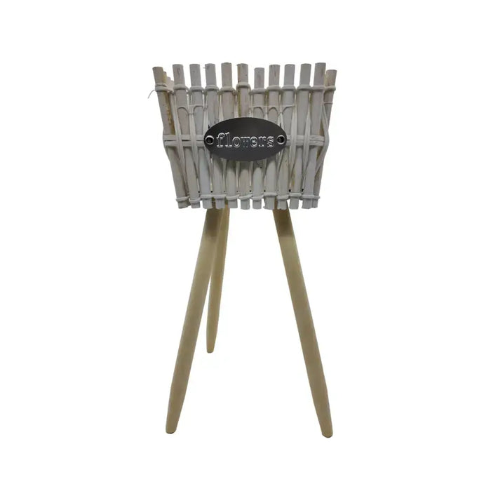 Macetero Pedestal Madera Rustico Porta Macetero Mediano - Fliperex