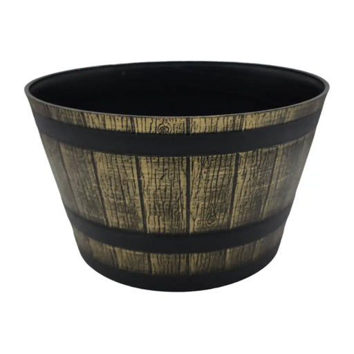 Macetero Plastico Diseño Efecto Barril De Madera Maceta XL - Fliperex