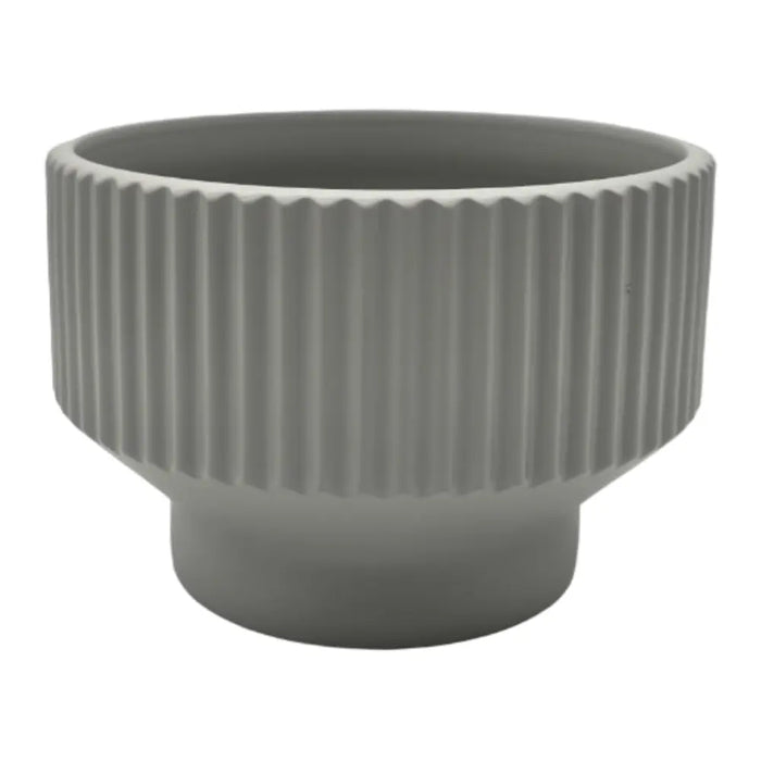 Maceteros Maceta De Ceramica Copon Lineas Gris Mate L - Fliperex
