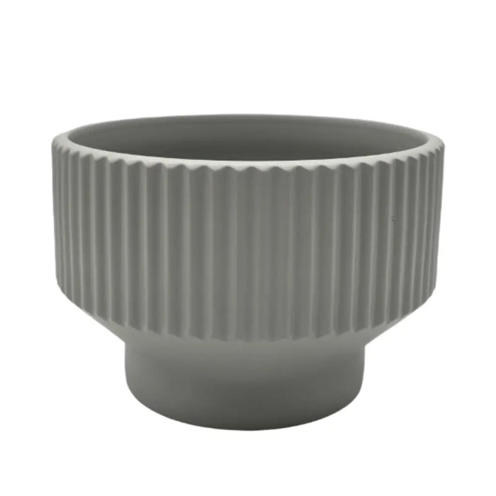 Maceteros Maceta De Ceramica Copon Lineas Gris Mate M - Fliperex