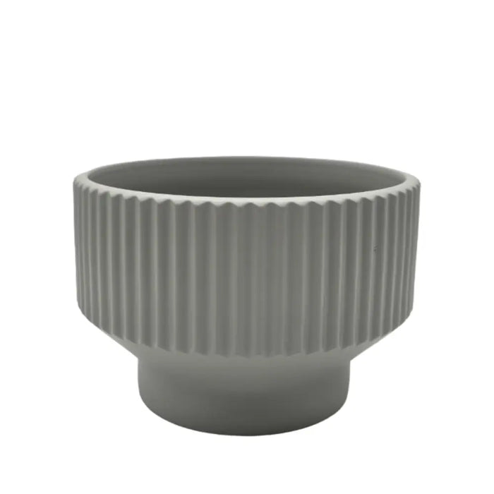 Maceteros Maceta De Ceramica Copon Lineas Gris Mate S - Fliperex