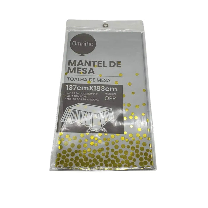 Mantel Plástico Puntos Dorados Decoración Cumpleaños - Fliperex