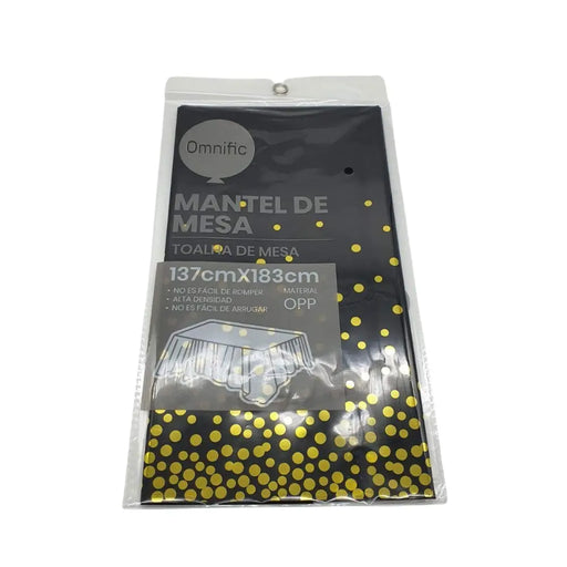 Mantel Plástico Puntos Dorados Decoración Cumpleaños - Fliperex