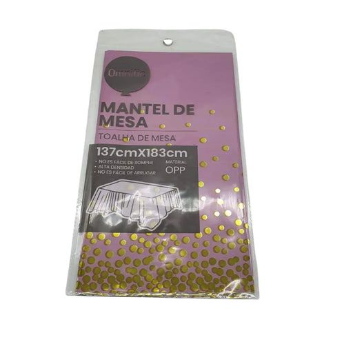 Mantel Plástico Puntos Dorados Decoración Cumpleaños - Fliperex