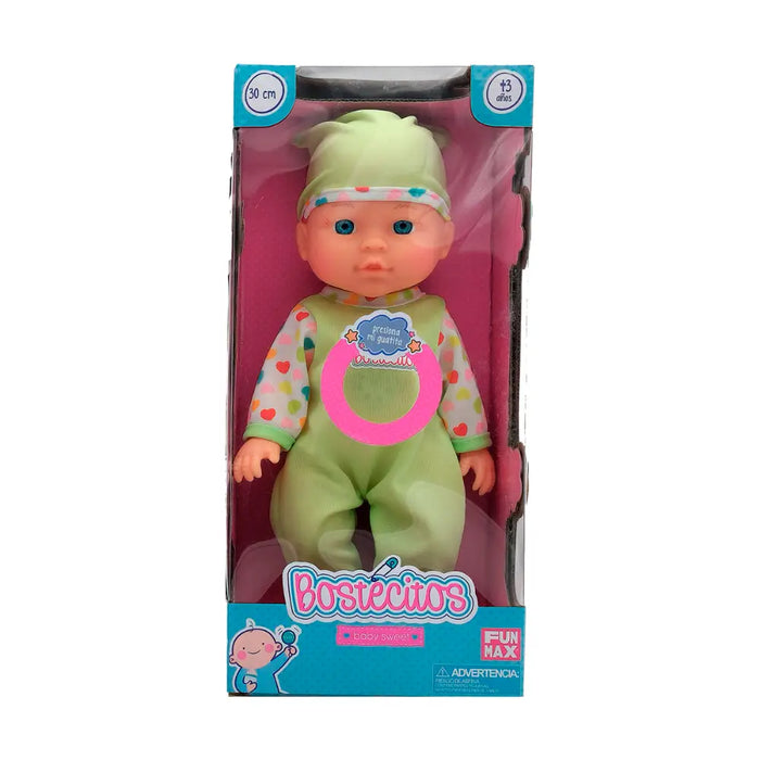 Muñeca Bostecitos Bebe Verde Juguete 30 Cm Original Sonidos - Fliperex