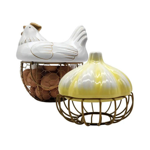 Pack Porta Huevos Y Porta Ajos Decorativos Cocina - Fliperex