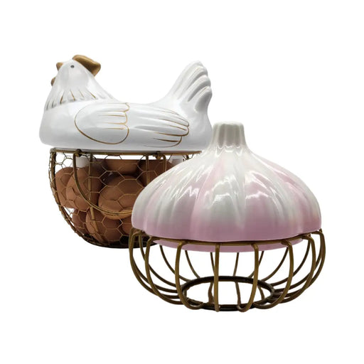 Pack Porta Huevos Y Porta Ajos Decorativos Cocina - Fliperex