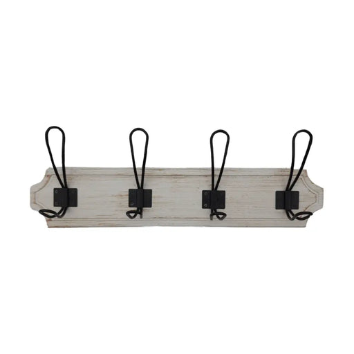 Perchero De Pared Colgador Vintage 4 Ganchos Dobles Blanco - Fliperex