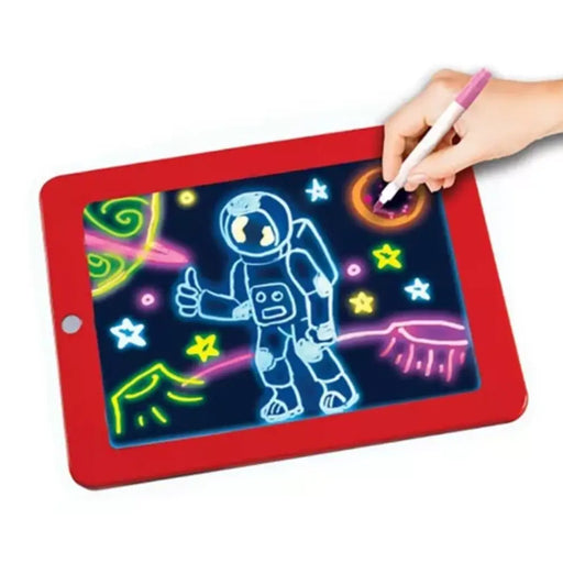 Pizarra Mágica De Dibujo Luz Led Pizarra Niños Con Laminas - Fliperex