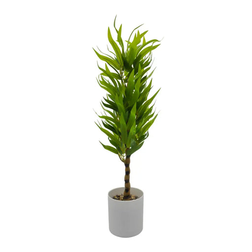 Planta Artificial Bambu Decorativa Macetero Plastico Blanco - Fliperex