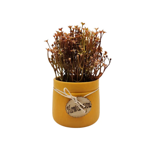 Planta Artificial Macetero Cerámica Howareyou Amarillo Flor - Fliperex