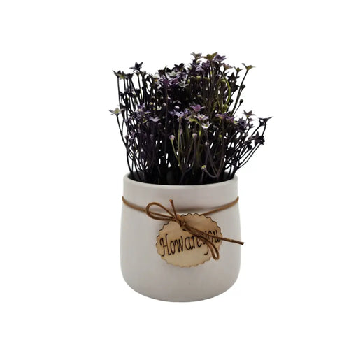 Planta Artificial Macetero Cerámica Howareyou Blanco Flores - Fliperex
